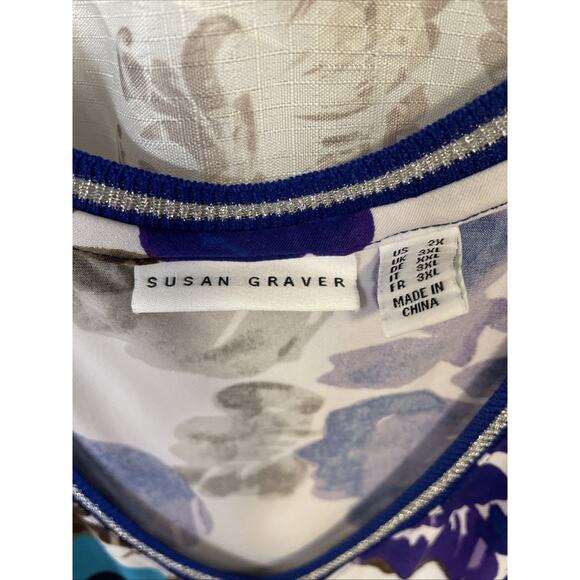 Susan Graver Maxi Dress 2X - V-neck, Sleeveless - Beautiful Colors & Pattern - Picture 2 of 10